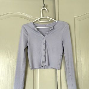 Lilac Cropped Raw Hem Cardigan